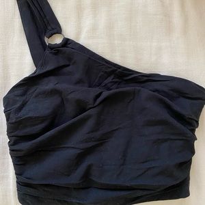 Zara one shoulder cropped blouse.